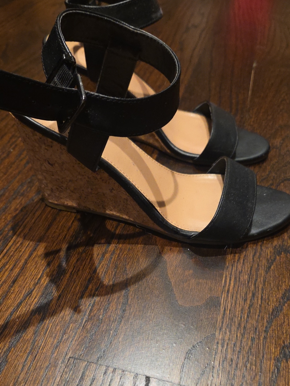 Express Black Wedge Sandals with Cork Heel
